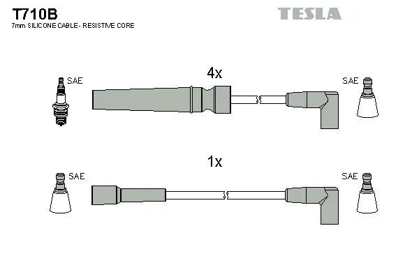 T710B TESLA Комплект проводов зажигания (фото 1)