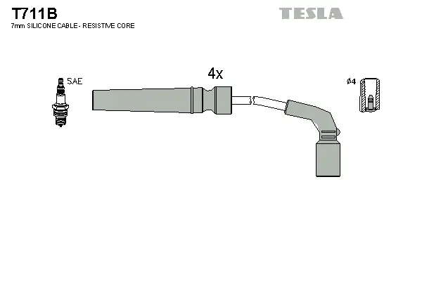 T711B TESLA Комплект проводов зажигания (фото 1)