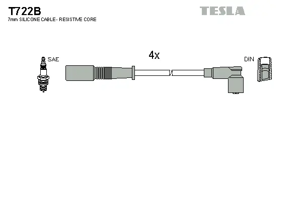 T722B TESLA Комплект проводов зажигания (фото 1)
