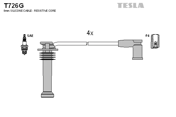 T726G TESLA Комплект проводов зажигания (фото 1)