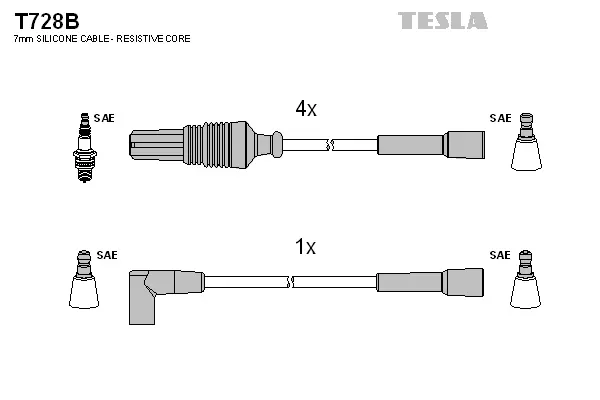 T728B TESLA Комплект проводов зажигания (фото 1)