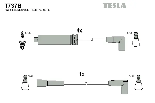 T737B TESLA Комплект проводов зажигания (фото 1)