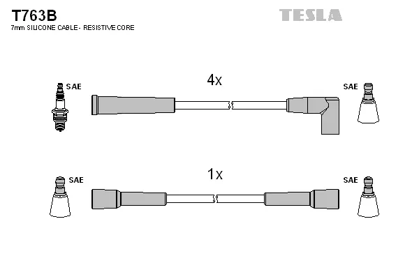 T763B TESLA Комплект проводов зажигания (фото 1)