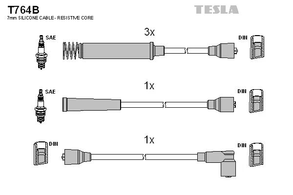 T764B TESLA Комплект проводов зажигания (фото 1)