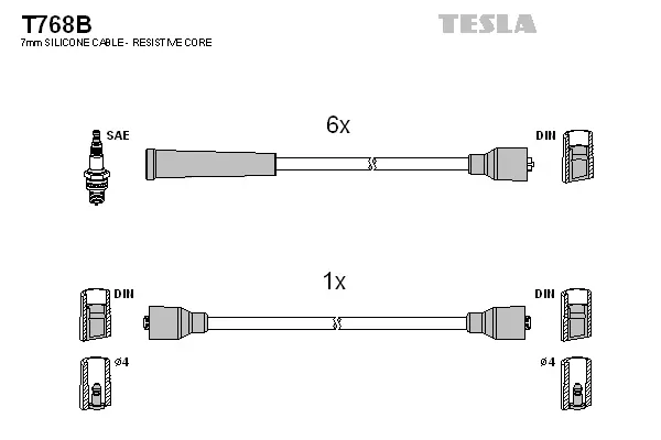 T768B TESLA Комплект проводов зажигания (фото 1)