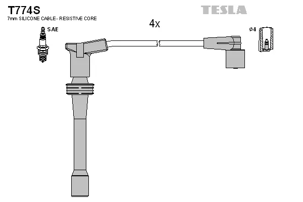 T774S TESLA Комплект проводов зажигания (фото 1)