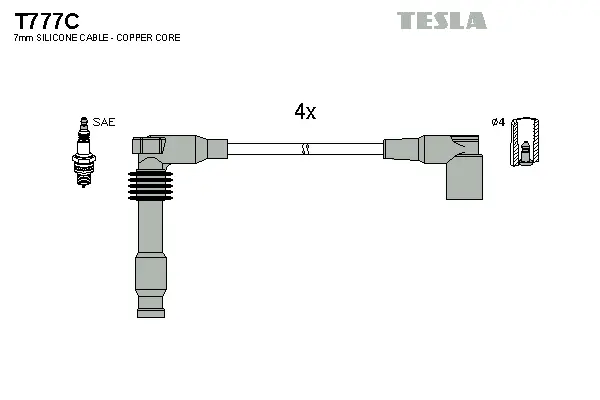T777C TESLA Комплект проводов зажигания (фото 1)