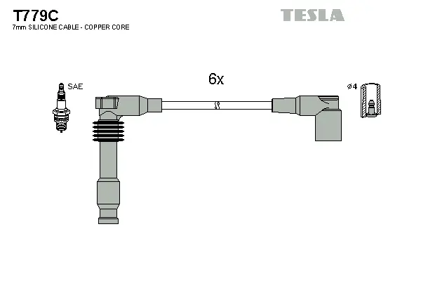 T779C TESLA Комплект проводов зажигания (фото 1)