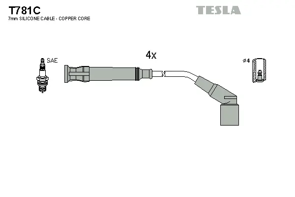 T781C TESLA Комплект проводов зажигания (фото 1)