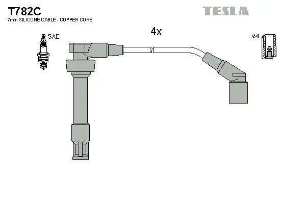 T782C TESLA Комплект проводов зажигания (фото 1)