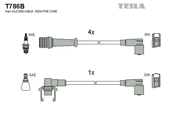 T786B TESLA Комплект проводов зажигания (фото 1)