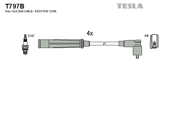 T797B TESLA Комплект проводов зажигания (фото 1)