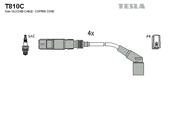 T810C TESLA Комплект проводов зажигания (фото 1)