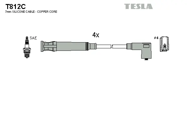 T812C TESLA Комплект проводов зажигания (фото 1)