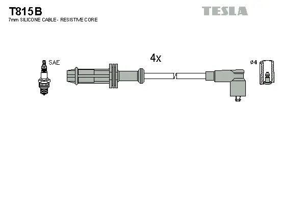 T815B TESLA Комплект проводов зажигания (фото 1)