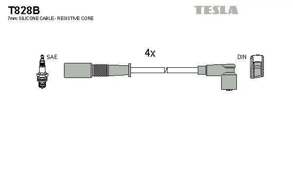 T828B TESLA Комплект проводов зажигания (фото 1)
