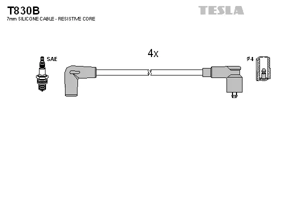 T830B TESLA Комплект проводов зажигания (фото 1)