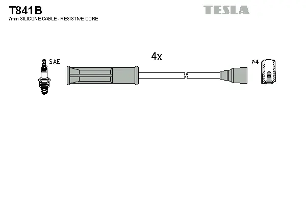 T841B TESLA Комплект проводов зажигания (фото 1)