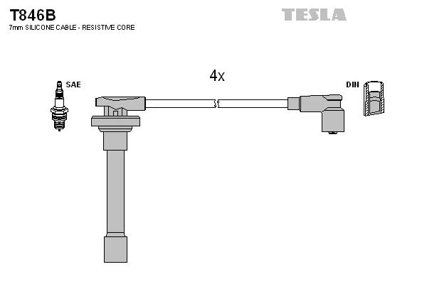 T846B TESLA Комплект проводов зажигания (фото 1)