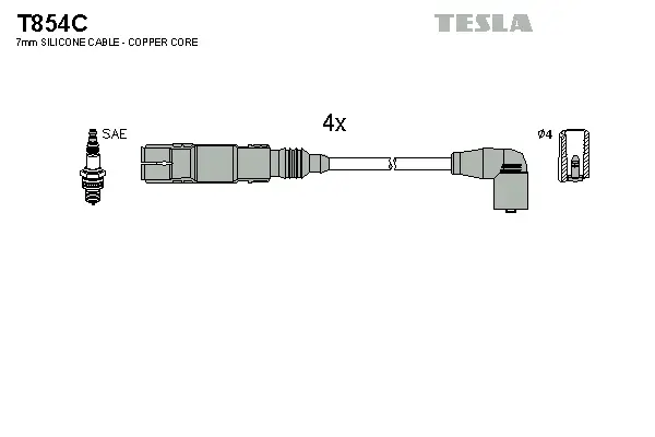 T854C TESLA Комплект проводов зажигания (фото 1)