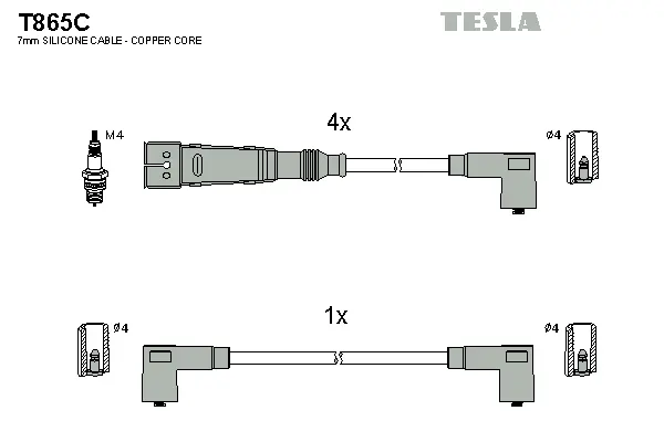 T865C TESLA Комплект проводов зажигания (фото 1)