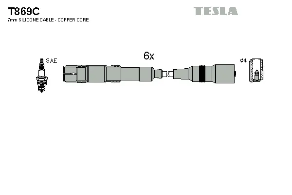 T869C TESLA Комплект проводов зажигания (фото 1)