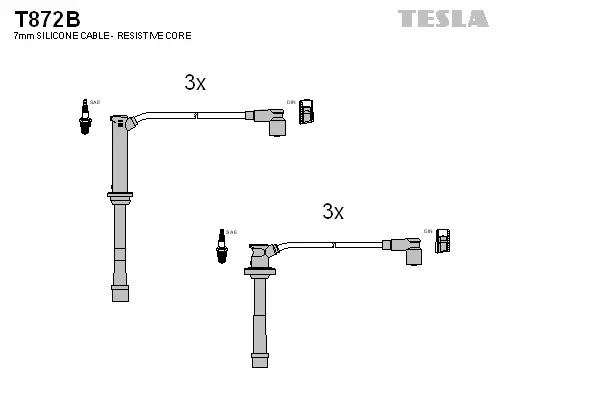 T872B TESLA Комплект проводов зажигания (фото 1)