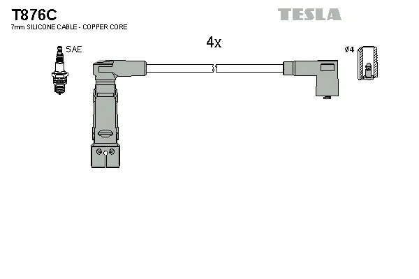T876C TESLA Комплект проводов зажигания (фото 1)