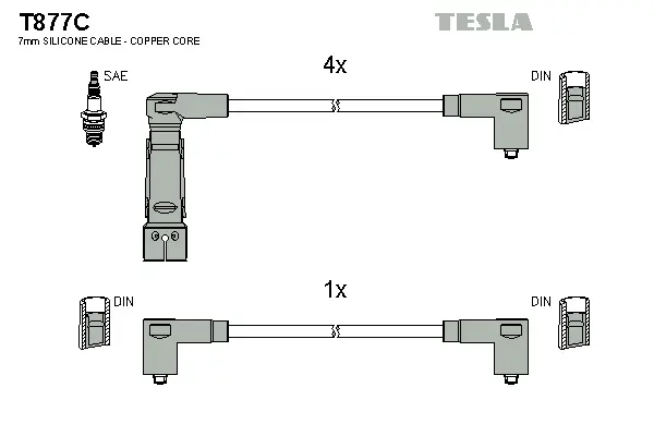 T877C TESLA Комплект проводов зажигания (фото 1)
