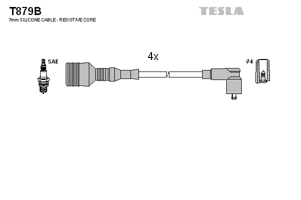 T879B TESLA Комплект проводов зажигания (фото 1)