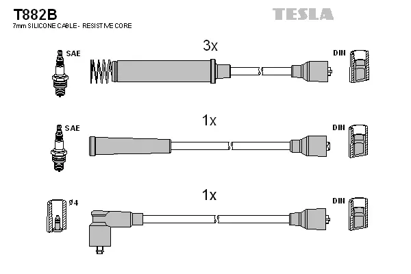 T882B TESLA Комплект проводов зажигания (фото 1)