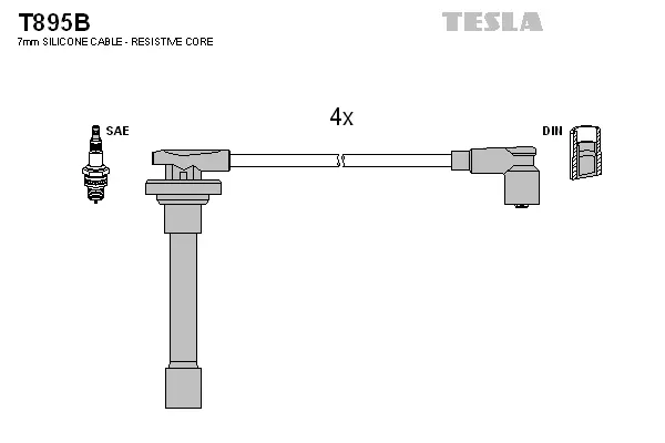 T895B TESLA Комплект проводов зажигания (фото 1)