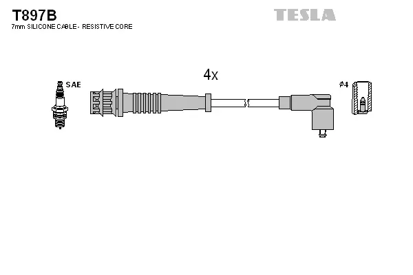 T897B TESLA Комплект проводов зажигания (фото 1)