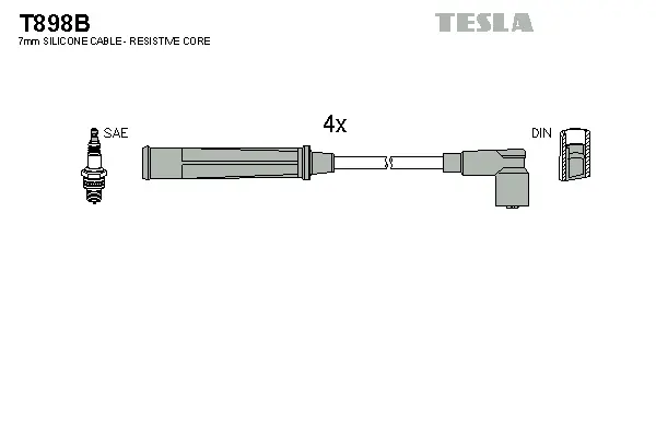 T898B TESLA Комплект проводов зажигания (фото 1)