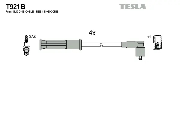 T921B TESLA Комплект проводов зажигания (фото 1)
