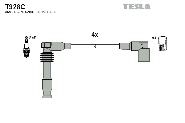 T928C TESLA Комплект проводов зажигания (фото 1)