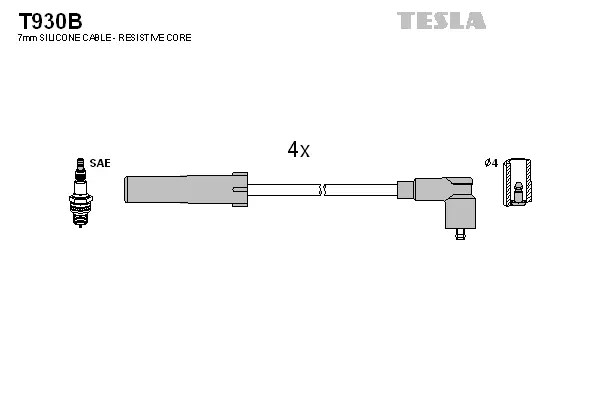T930B TESLA Комплект проводов зажигания (фото 1)