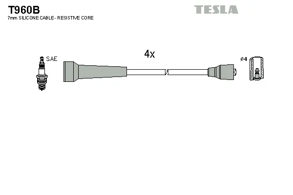 T960B TESLA Комплект проводов зажигания (фото 1)
