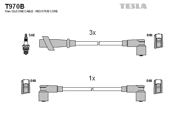 T970B TESLA Комплект проводов зажигания (фото 1)