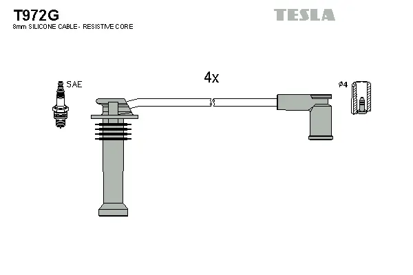 T972G TESLA Комплект проводов зажигания (фото 1)