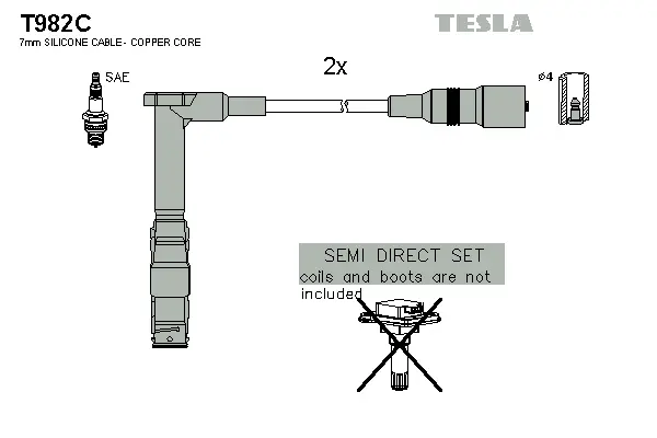 T982C TESLA Комплект проводов зажигания (фото 1)