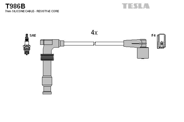 T986B TESLA Комплект проводов зажигания (фото 1)