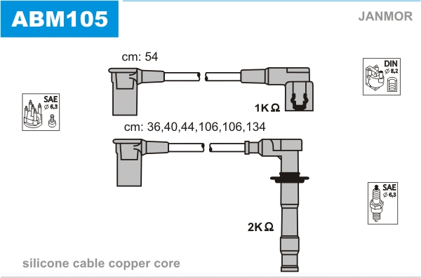 ABM105 JANMOR Комплект проводов зажигания (фото 1)