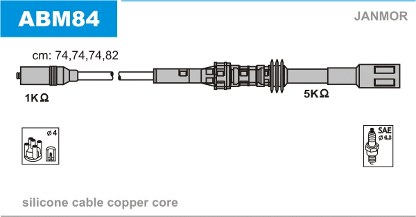 ABM84 JANMOR Комплект проводов зажигания (фото 1)