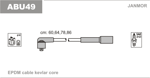 ABU49 JANMOR Комплект проводов зажигания (фото 1)