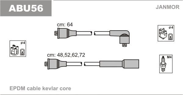 ABU56 JANMOR Комплект проводов зажигания (фото 1)