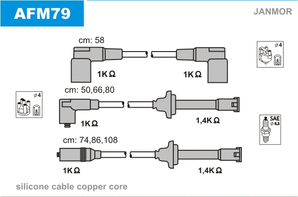 AFM79 JANMOR Комплект проводов зажигания (фото 1)