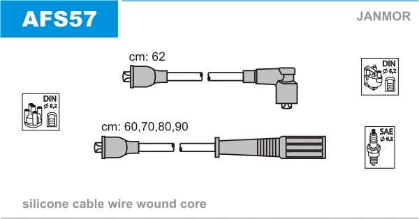 AFS57 JANMOR Комплект проводов зажигания (фото 1)