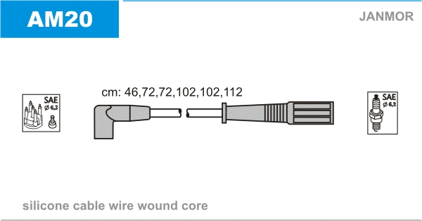 AM20 JANMOR Комплект проводов зажигания (фото 1)