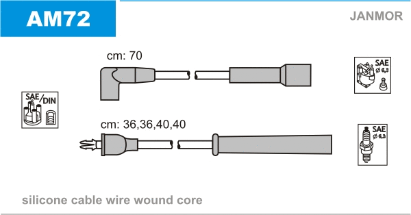 AM72 JANMOR Комплект проводов зажигания (фото 1)
